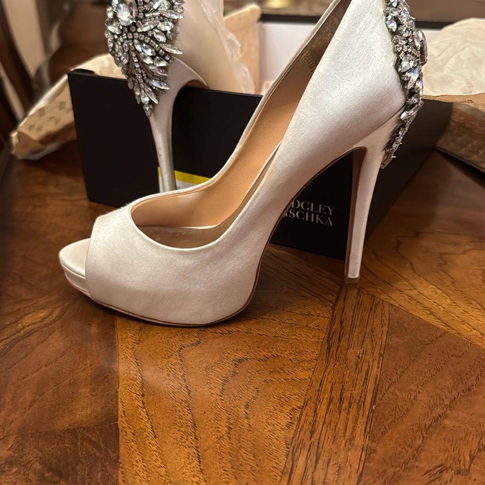 Badgley Mischka Ivory Embellished Heels